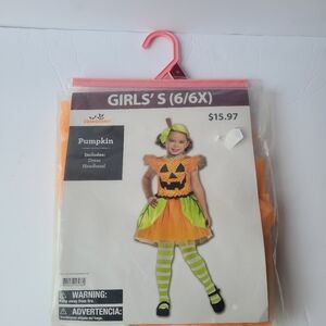 Pumpkin Halloween Costume Girls Size 6/6X New Dress & Headband